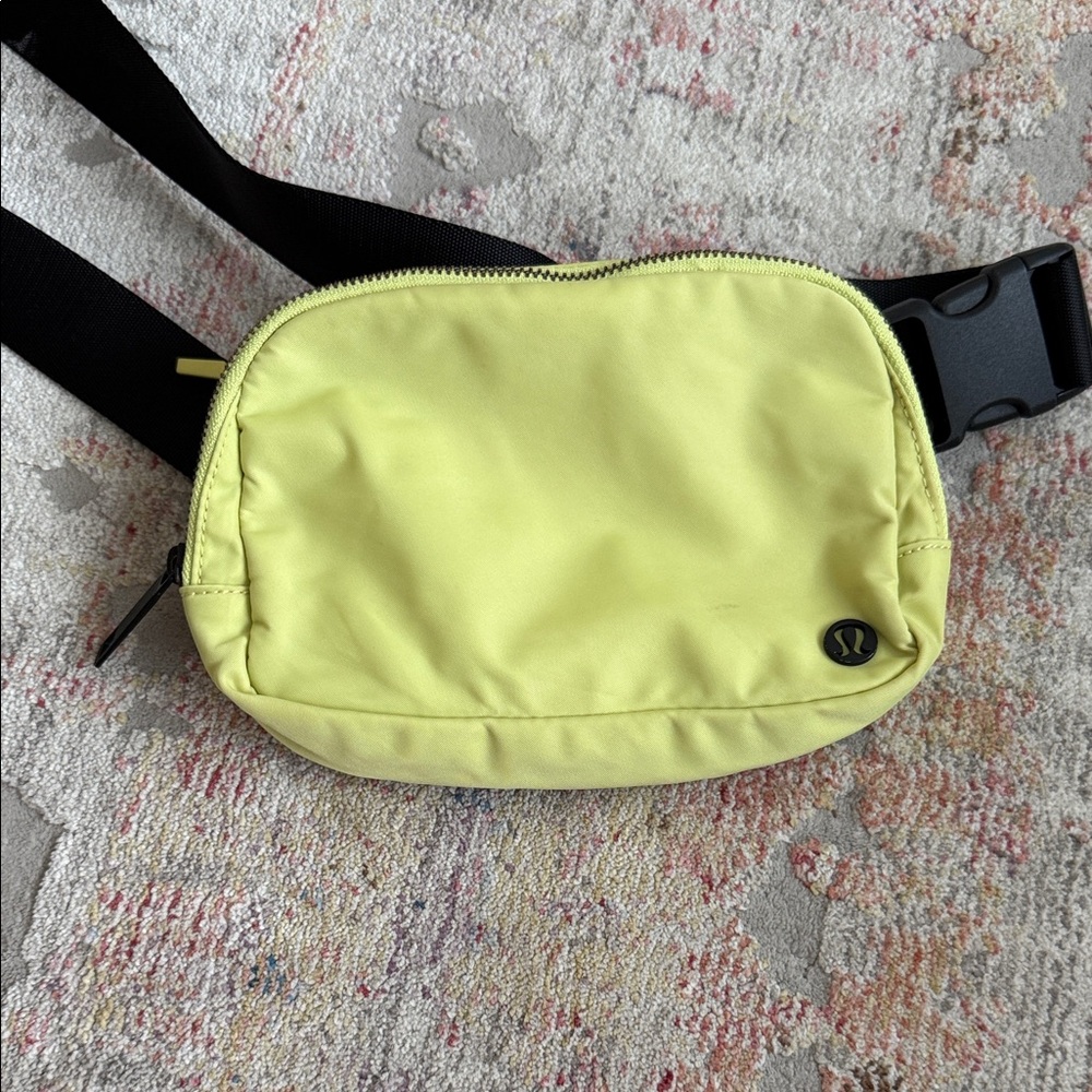 lululemon athletica Neon Yellow Belt Bag with Black Strap